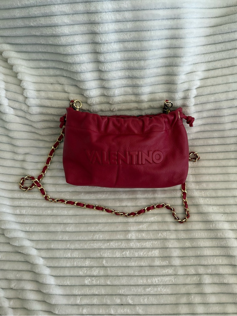 Valentino by Mario Valentino Leather Chain Shoulder Bag - Red